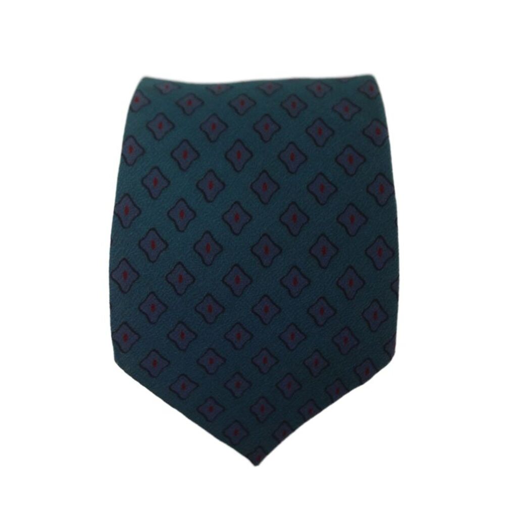 Paul Stuart Mens Silk Geometric Pattern Tie Blue Red 60in